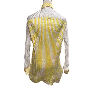 Beluva‎ San Francisco Size Medium Yellow Stripe Crinkle Long Sleeve Blouse